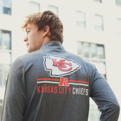 Ultra Game NFL Men's Super Soft Quarter Zip Long Sleeve T-Shirt, Detroit Lions, Heather Charcoal, XX-Large - Image 5