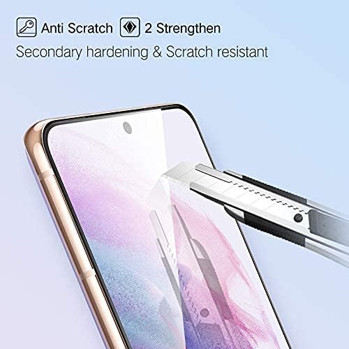 Miniatura 5 de PERFECTSIGHT Paquete de 2 protectores de pantalla de vidrio templado compatibles con Samsung Galaxy S21+, compatible con fundas transparentes HD,