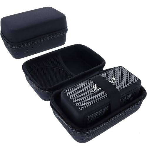 foto-kontor Housse Compatible avec Marshall Emberton II Enceinte Bluetooth étui Rigide étanche Antichoc avec dragonne et Poche Filet pour Accessoires Noir