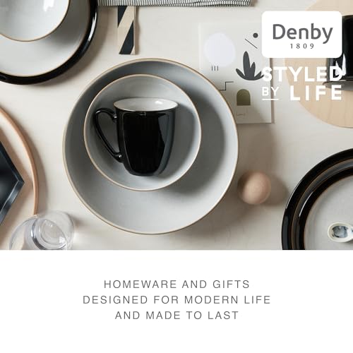 Denby - Elements Black Dinner Set For 4 - 12 Piece Ceramic Tableware Set - Dishwasher Microwave Safe Crockery Set - 4 x Dinner Plates, 4 x Medium Plates, 4 x Cereal Bowls - Image 5