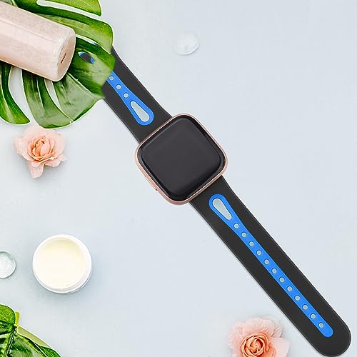 Image of Tobfit Soft Strap Compatible for Fitbit Versa 2 (Watch Not Included), Flexible Premium Silicone Adjustable Watch Band, Sport Replacement Watchstrap for Women Men (L, Black and Blue)