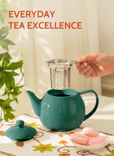 Image of Sweese Porcelain Teapot 27 oz with Infuser for Loose Leaf Tea, Sage Green