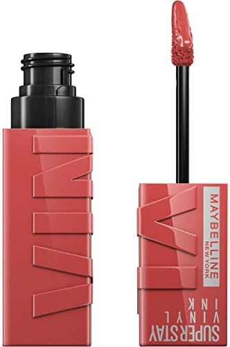 Maybelline Super Stay Vinyl Ink Longwear No-Budge Liquid Lipcolor Makeup, Highly Pigmented Color and Instant Shine, Peachy, Peachy Nude Lipstick, 0.14 fl oz, 1 Count