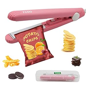 Bag Sealer Heat Seal Chip Bag Sealer Handheld Heat SealerClips Kitchen Gadgets Food Sealer Bag Resealer for Heat Sealing Machine for Chip Bags Snack Bags Plastic Bags Sealer Bags for Food(Pink)