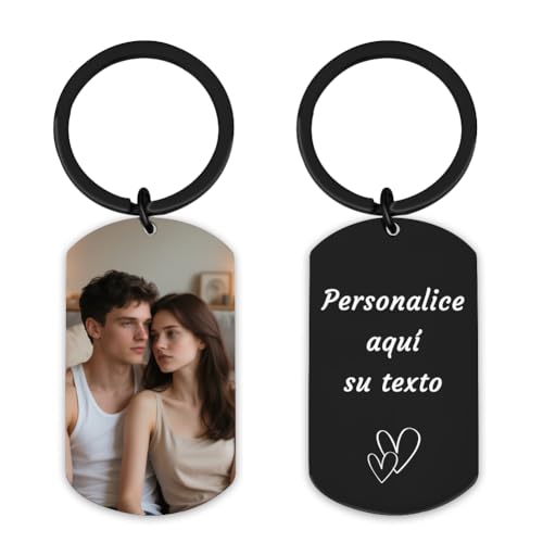 Llavero personalizado con foto y texto personalizados - Regalo romántico de aniversario y San Valentín para hombres, prometido, papá - Regalo de San Valentín para él, novio, esposo (Color completo)