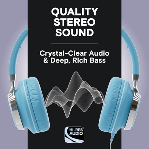 Image of ARTIX CL750 Premium Wired Stereo Headphones | Foldable On Ear Design with Noise Isolation, Mic & Volume Controller for All Devices (Blue, USB Type C)