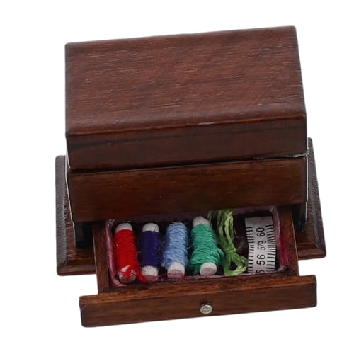 Milisten Caja De Costura Vintage Miniatura De Madera para Casa De Muñecas Muebles Miniatura Accesorios De Decoración para Juguetes
