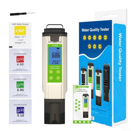 Medidor digital de calidad del agua 7 en 1 para piscinas y acuarios, prueba pH total de sólidos disueltos conductividad Orp salinidad temperatura de gravedad específica, dispositivo portátil de alta