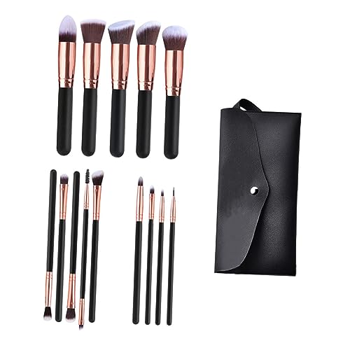 SAFIGLE 14 piezas Pinceles de Maquillaje Profesional con Estuche Magnético Rosa y Negro para Sombras de Ojos y Base de Maquillaje Herramientas Creativas para Cosméticos