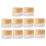 GALPADA 10 Stück Teiliges Glas Cremedosen mit Holzdeckel Kosmetik Aufbewahrungsgläser Leere Reisebehälter für Creme Kompakt und Tragbar für Outdoor Reise Camping und Alltag