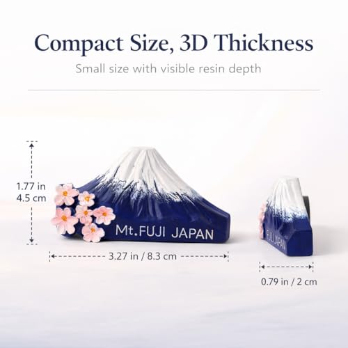 Imán de nevera Monte Fuji con flor de cerezo en resina 3D miniatura 2