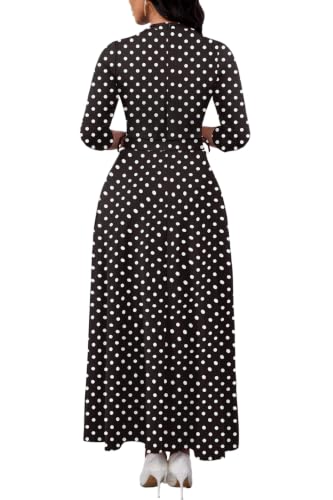 Image of FANDEE Women's Maxi Dresses V Neck 3 /4 Sleeve Long Dress with Pockets