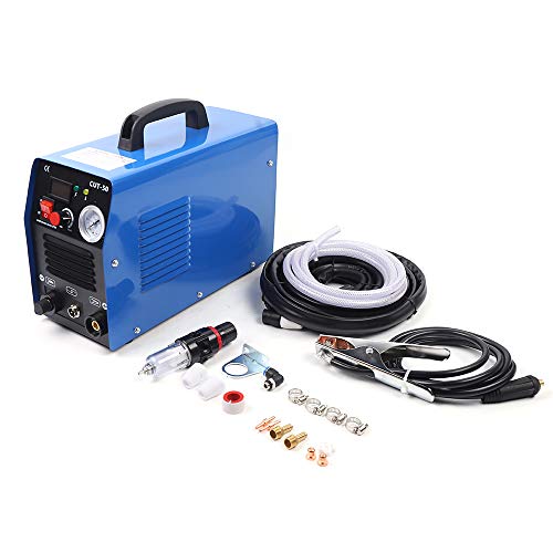 Image of CUT-50 50-Amp Plasma Cutter - 110V Portable Inverter Welding Machine with LCD Display, Cutting Torch, & Accessories (Blue) - Ideal for Metal Fabrication, Repair, DIY Projects
