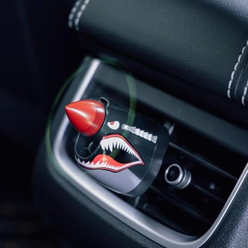 Image of P-40 Fighter Airplane Car Air Freshener with Spinning Propeller, Dashboard Ornament, Shark Tooth Design, Vent Clip Mount, Aviation Theme, Aircraft Dashboard Ornament for Auto Interior Decor Gift (A)