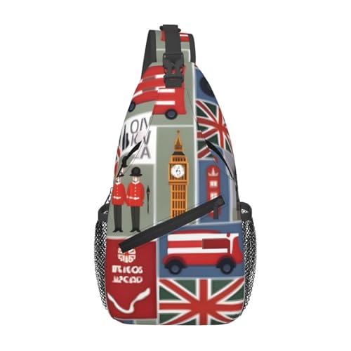 Mochila cruzada con símbolos de Inglaterra negra
