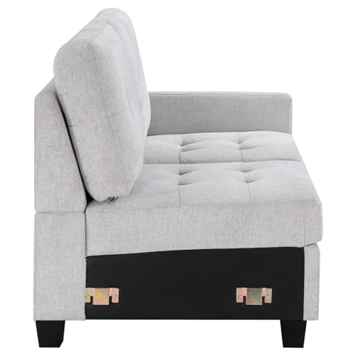 Sillón tapizado beige con brazo derecho moderno miniatura 4