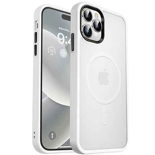 MOCCA Strong Magnetic for iPhone 14 Pro Max Case [Compatible with Magsafe] [10FT Military Grade Protective] Translucent Matte Slim Shockproof Case for iPhone 14 Pro Max 6.7-Frosted White