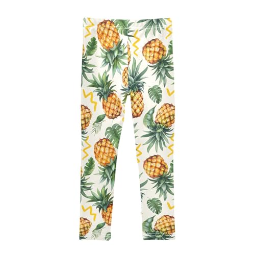 Tropical Pineapple Palm Leaves Girls Leggings Soft Stretch Workout Yoga Dance Pants for Kids Casual Tights2