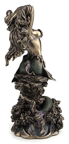 JFSM INC. Large Beautiful Mermaid Sitting on Rock Statue Sculpture Figurine