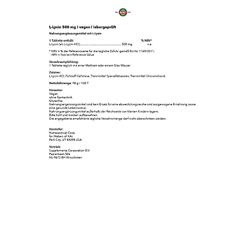 L-Lysin 500 mg