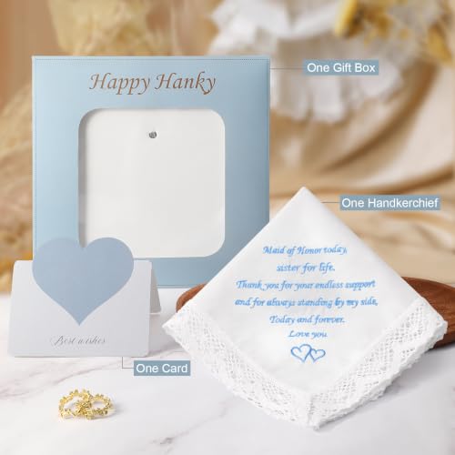 Image of HOULIFE Wedding Handkerchiefs for Bride Something Blue Bride Groom Gift