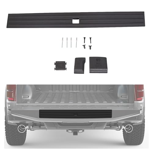 ECOTRIC Center Tailgate Molding Trim Compatible with 2015-2020 Ford F150 F-150 Replacement for FL3Z9940602B FO1904135 Flexible Flex Step Cap Top Trim Protector Cover w/Release Button