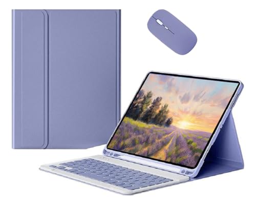 Capa Tablet + Teclado Removível + Mouse Para Samsung S6 Lite 10.4 Polegadas P613/P619/P610/P615 (Lavender Grey, Teclado comum)