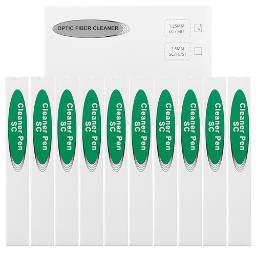 MSDADA 10 Pcs SC Fiber Optic Cleaner Pen for Connectors Cleaning End Face Smart Cleaner for 2.5mm SC/ST/FC Connectors (White)