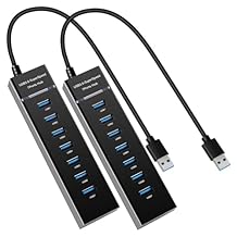 7-Port USB Hub, YaimhSound Multiple USB, 1 USB 3.0 + 6 USB 2.0 Hub for Laptop, PC, Keyboard, Mouse, SSD, Dell, HP, Lenovo, MacBook, Acer, Surface, 1ft Set of 2