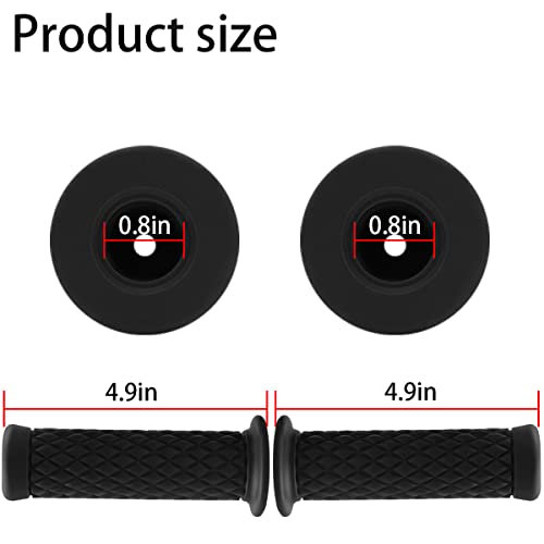 Image of Motorcycle Hand Grips, Non Slip Rubber Bar for 7 /8 inch 22mm /24mm Handles, Vintage Motorbike Thruster Grip, Handlebar for Hand Comfort, Universal for Motocross Scooter Dirt Bike, Open End (Black)