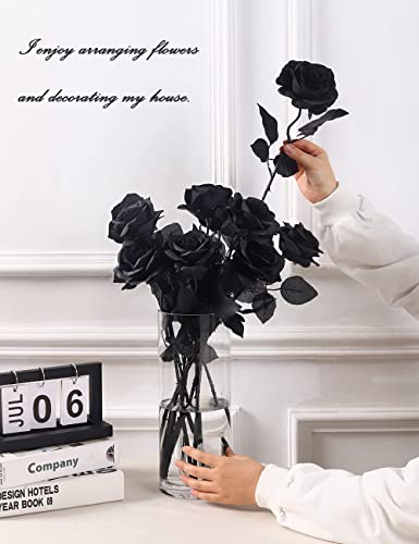 Laelfe 12 Pcs Black Roses Artificial Flowers Halloween - Image 3