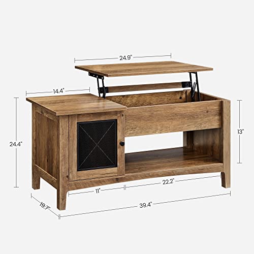 Vasagle Lift Top Coffee Table With Storage, Center Table With Hidden Compartment, Cupboard, And Open Shelf For Living Room, Farmhouse Industrial, Rustic Walnut And Black Ulct204T41 #TOP6