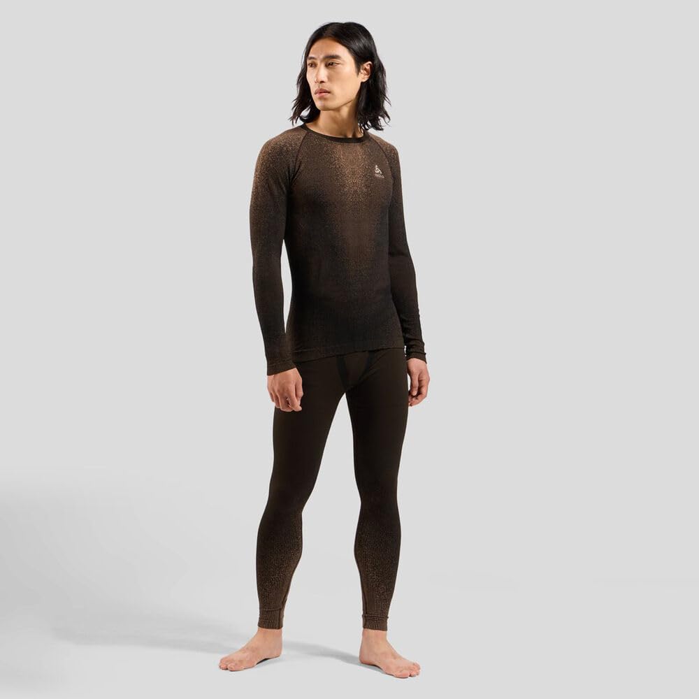 Odlo Herren Performance Warm Blackcomb Crew Neck Longsleeve Laufbekleidung Unterhemd Fudge - Braun M