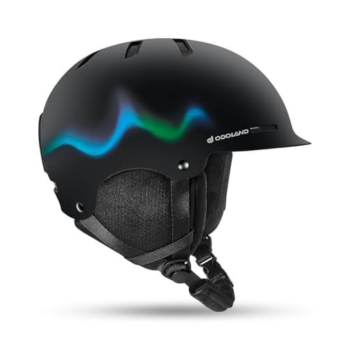 Odoland Adult Ski Helmet for Men & Women - Snowboard Helmet with Adjustable Dial Fit System, ASTM Safety Certified, Goggles Compatible for Skiing, Snowboarding Aurora Black M(55-59 cm/21.7-2