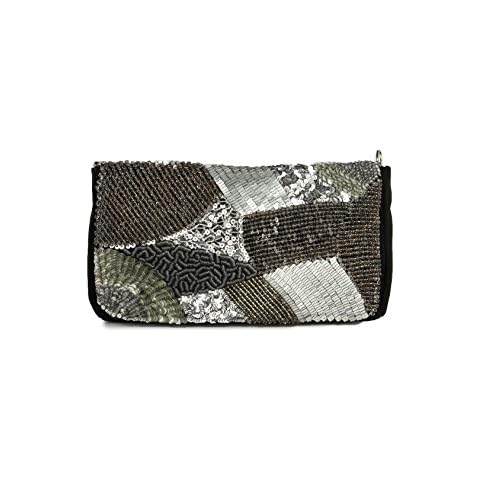 MyBatua Stylish Madeline Black and Silver Clutch Hand Embroidered Bag ACP-109 Cover