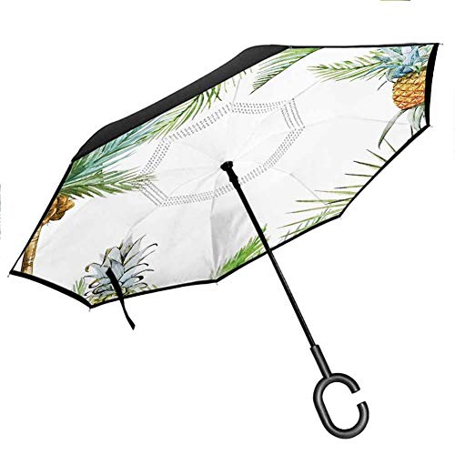 Parapluie inversé tableau périodique double couche noir et blanc pour pluie et UV