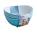 Honla 48 oz Large Salad Bowls,Set of 4 Big Plastic Bowls for Cereal,Pasta,Popcorn,Snacks,Serving Side Dishes,Dinner Parties,Oval Shape,2 Tone,Light Blue and White