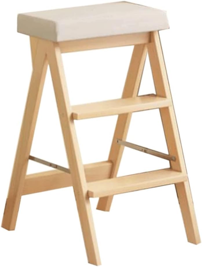 Foldable Solid Wood Telescoping Ladders, Simple and Portable Folding Ladder, Easy to Store Step Ladders for Easy Storage