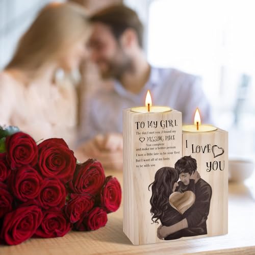 Valentines Gifts for Her,Wooden Heart-shaped Craft Candlestick Shelf,Valentines Day Gifts for Her Women,Anniversary Presents for Wife Girlfriend on Birthday Christmas