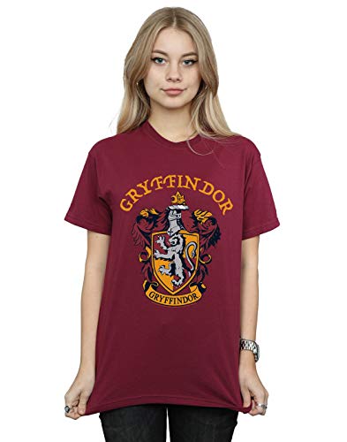 Harry Potter Women's Gryffindor Crest Boyfriend Fit T-Shirt Burgundy XX-Large