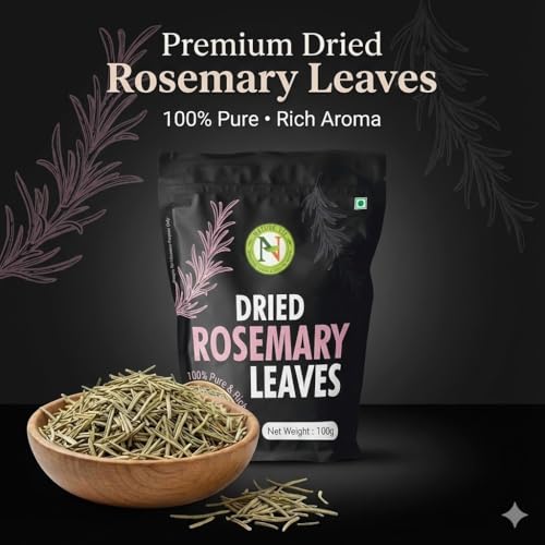 Image of NatureVit Dried Rosemary Leaves 100g | 100% Natural, Pure & Aromatic Herb | For Cooking, Hair Growth, Tea & DIY Skincare | Suitable for Rosemary water and Rosemarry Oil preparation