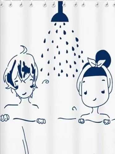 Rideau de douche pour salle de bain 180 x 180 cm au design moderne, tissu imperméable, résistant et anti-moisissure (1) Cover