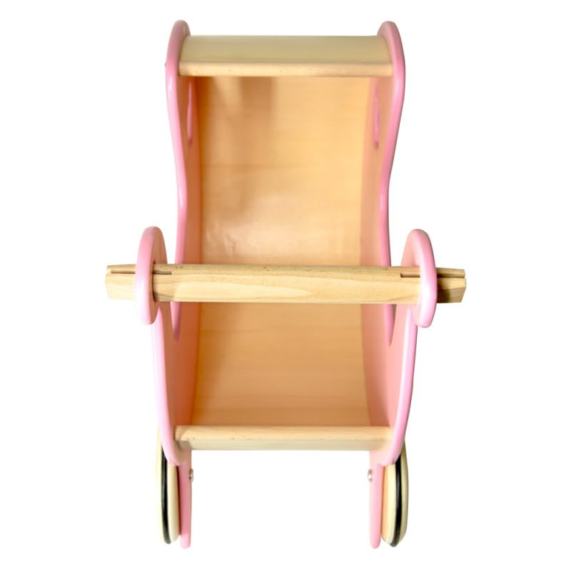 Unique Nature Puppenwagen Holz rosa Ruby 42,5x42x23 cm – Stabiler Holzpuppenwagen ab 3 Jahren mit glatten Kanten, pädagogisch wertvoll Mädchen – Bild 4