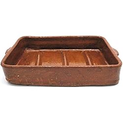 Cazuelas De Barro Rectangulares Asador de barro refractario RECTANGULAR CON BARRAS para asados especiales de cochinillo y cordero 40 x 27 cm