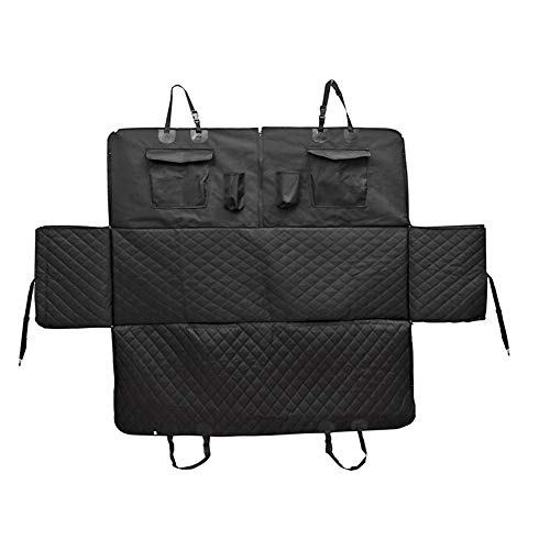 Jenghfnifer – Cubreasiento para perros hamaca impermeable antideslizante resistente a los arañazos grandes mascotas funda de asiento perro asiento trasero con bolsillos para coches camiones SUVs