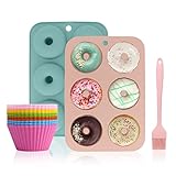 Silicona de grado alimenticio: este molde para hornear donut muffin de silicona saludable de grado alimenticio es no tóxico, inodoro, suave y grueso, flexible y reutilizable.
