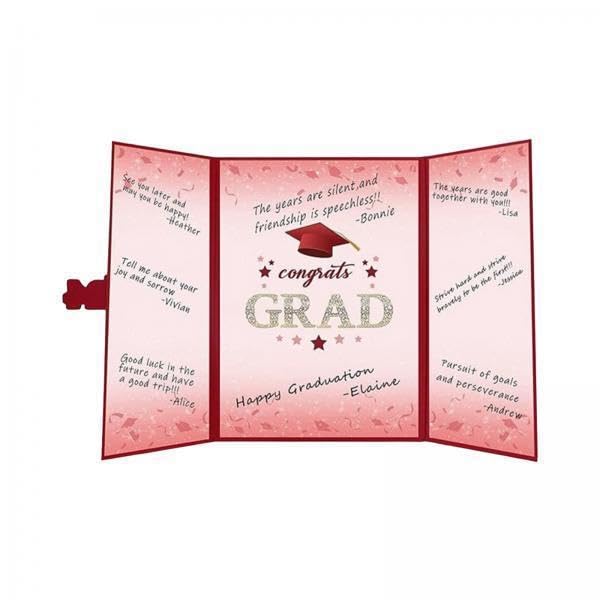 3xGraduation Guest Book Thick Paper Easy to Write on Postcard Decoration Red Guest Books & Pens-image-16