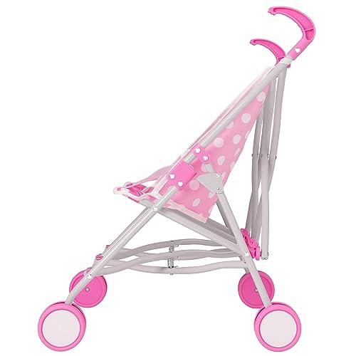 Dolly Tots Zwillings-Puppenwagen Pink | Doppelbuggy für Kinder ab 3 Jahren | Klappbarer Spielzeug-Kinderwagen für Zwei Puppen bis 45 cm | Rollenspiel-Puppenbuggy mit Stauraum – Bild 5