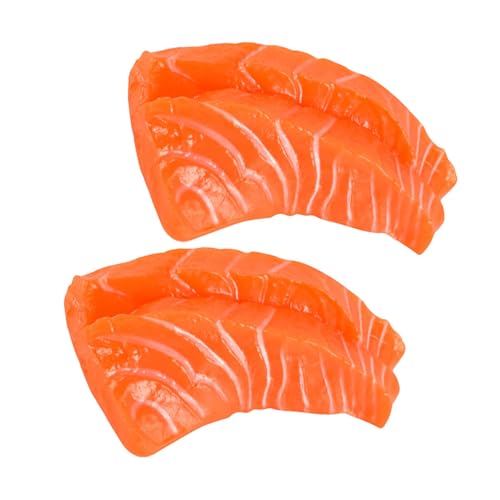 WOONEKY Modelo De Rodajas De Salmón Artificiales Realistas Alimentos Artificiales para Decoración De Cocina Y Restaurante Accesorios De Fotografía 2 Piezas