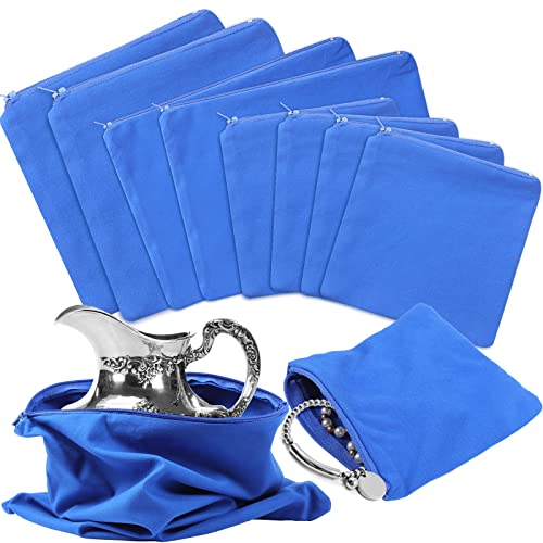 Fumete 8 Pcs Silver Storage Bags Anti Tarnish Storage Bags Zippered Silver Protector for Silverware Jewelry Keeper Silverplate Flatware Resistant Tarnish(6